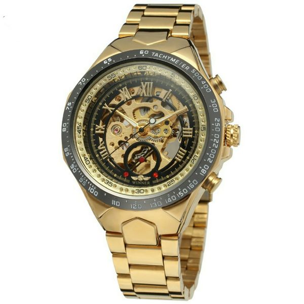Winner Men's Zeus Automatic Skeleton Watch - Black &amp; Gold