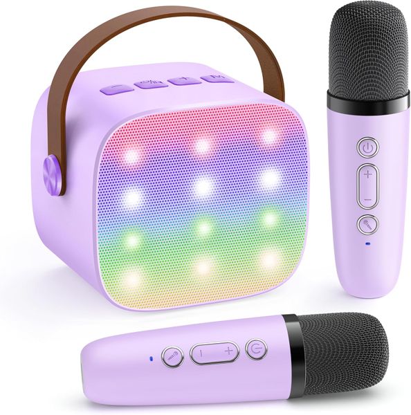 Mini Karaoke Machine with 2 Wireless Microphones, TOP Kids Gifts