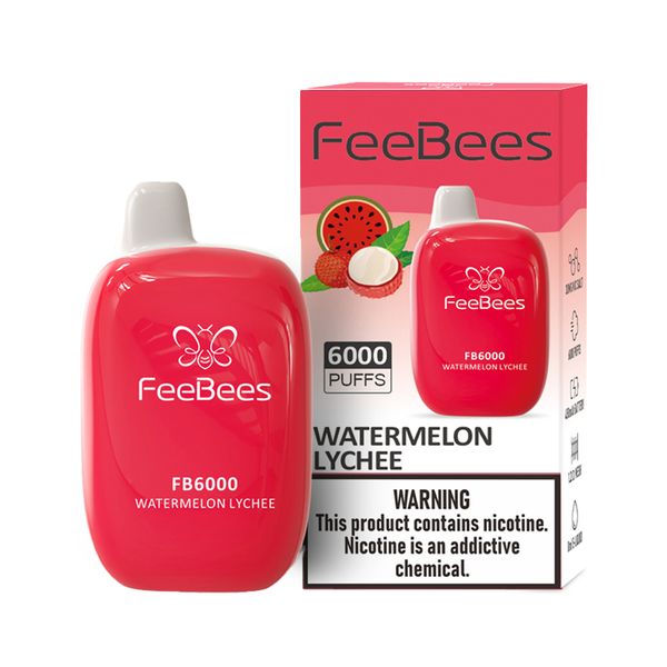 FeeBees Disposable 6000Puffs Vape Bar 30mg-Watermelon Lychee 2 Piece