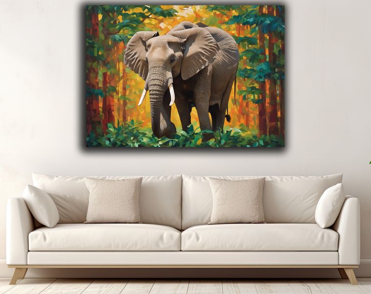 0206 Elephant Abstract 2 Canvas Wall Art