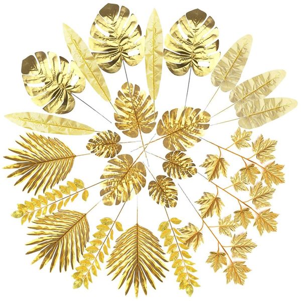 Home Party Decor 24 Pieces Multifunctional Decorative Artificial Golden Leaf