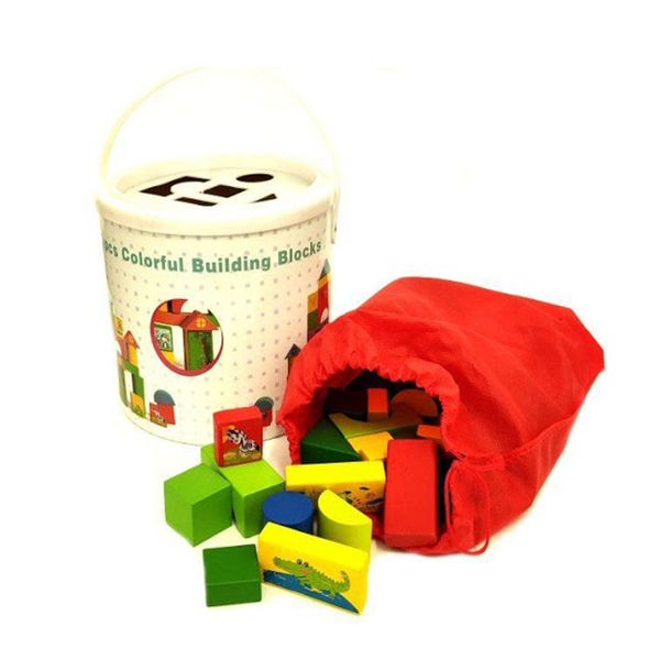 50 pcs Colourful Wooden Building Blocks