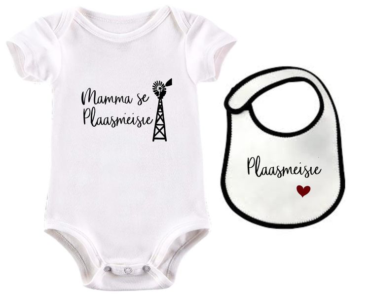 Mamma se Plaas Meisie Afrikaans baby grow &amp; bib combo
