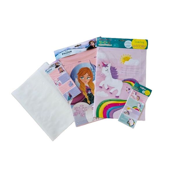Frozen &amp; Unicorn - A4 Book Jackets, Book Label Stickers &amp; Slip-On Covers