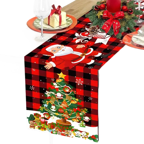 Linen table flag, Christmas home dining table, festive tablecloth