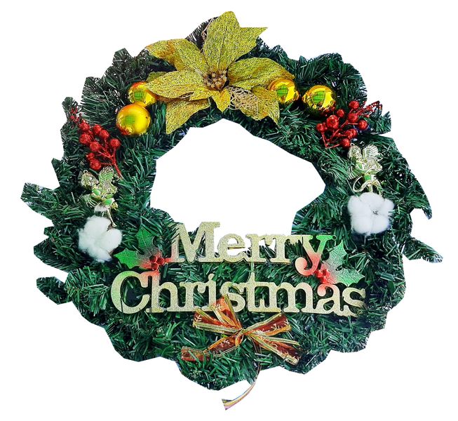 Large Christmas Wreath - Gold Flowers
