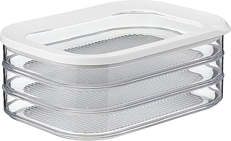 3 Tier Transparent-White Fridge Food Storage Containers with Lid