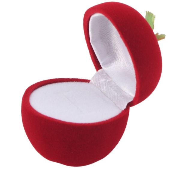 Red Apple Ring Box - Flocked Jewelry Storage