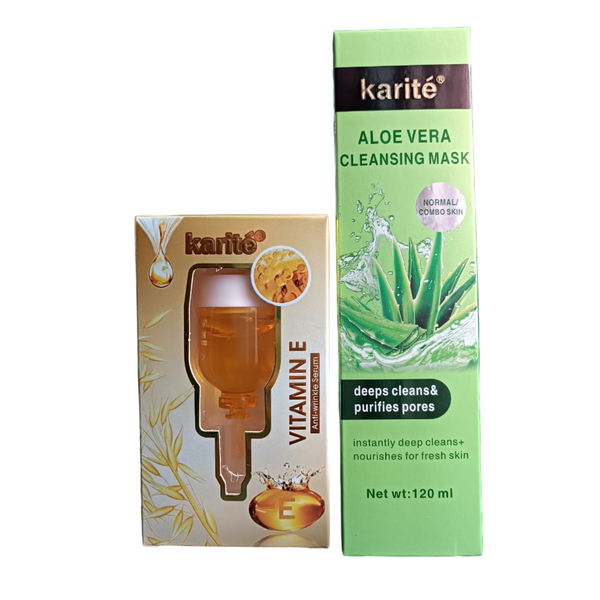 Karite - Vitamin E Anti-Wrinkle Serum &amp; Aloe Vera Cleansing Mask Combo
