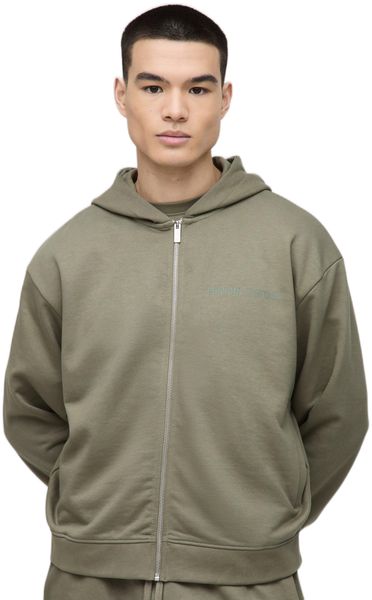 boohooMAN - Men's Boxy Edizione Limitata Heavyweight Zip Hoodie - Khaki