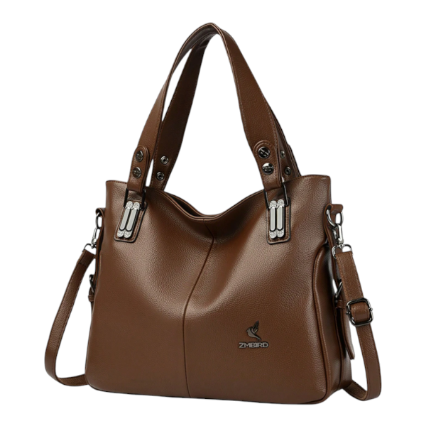 ZMBIRD - Classic Luxe PU Leather Tote Bag - Brown