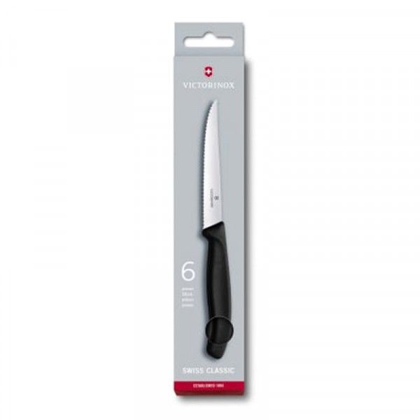 Victorinox Wavey Edge Steak Knife Set - Black - 6 Piece