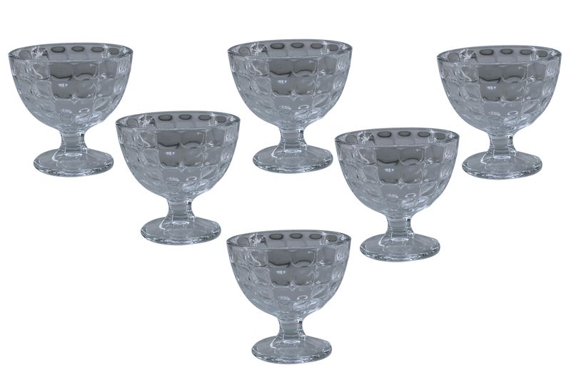 Heavenly Sweet 6 Piece Diamond Glass Ice Cream &amp; Sundae Bowl Set