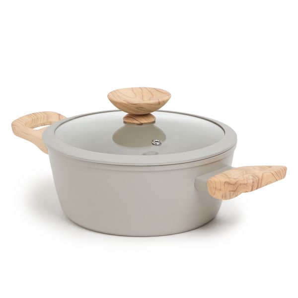 George &amp; Mason Non Stick Casserole with Lid Stone - 20cm (2.6L)
