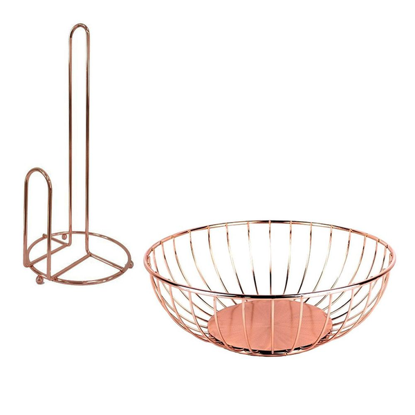 Stainless Beautiful Fruit Basket and Kitchen Towel Holder Combo