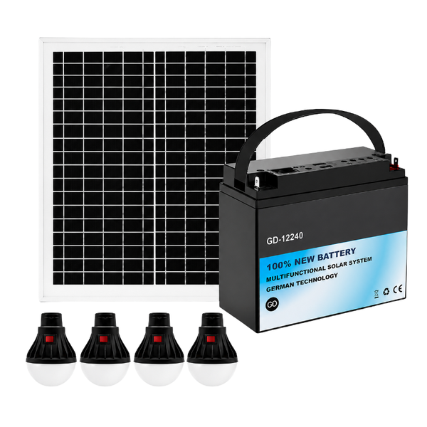 Portable Solar Lighting Kit with Battery &amp; Bulbs - Off-Grid Power Solution