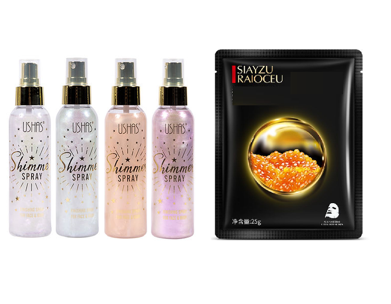 Ushas Body Shimmer Spray Set &amp; Saiyzu Brightening Masks