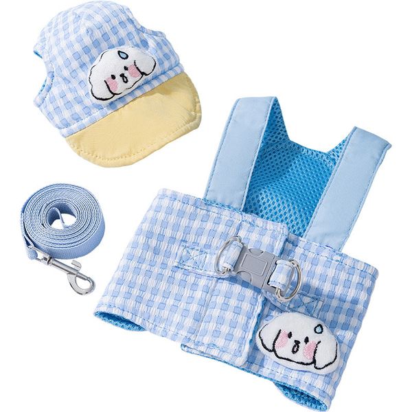 Dog Harness with Hat Set,Adjustable Safety Buckle and Leash Attachment
