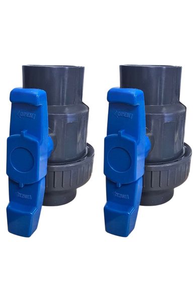 2 X 63mm PVC Ball Valve with Union for Pools, Irrigation, Water Systems