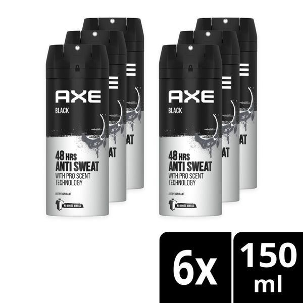 AXE Black Antiperspirant Deodorant Body Spray 6x150ml