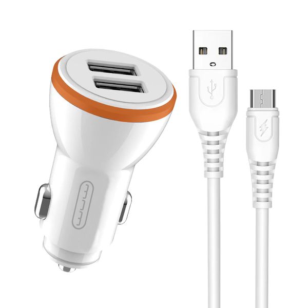 Wuw - T71 - Car Charger Set - Usb to Micro - White