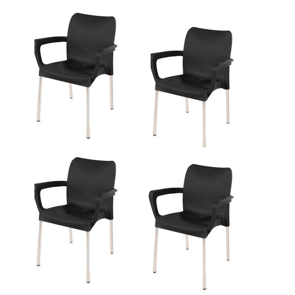 Set of 4 - Heavy Duty Bistro Chair - With Armrests