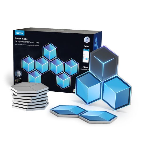 Govee Glide Hexagon Light Panels Ultra (7 Pack) - 3D Smart Light Panel