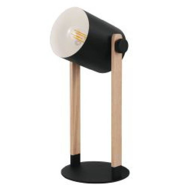 Eurolux - Hornwood Black and Brown Table Lamp Steel &amp; Wood E27 Dimmable