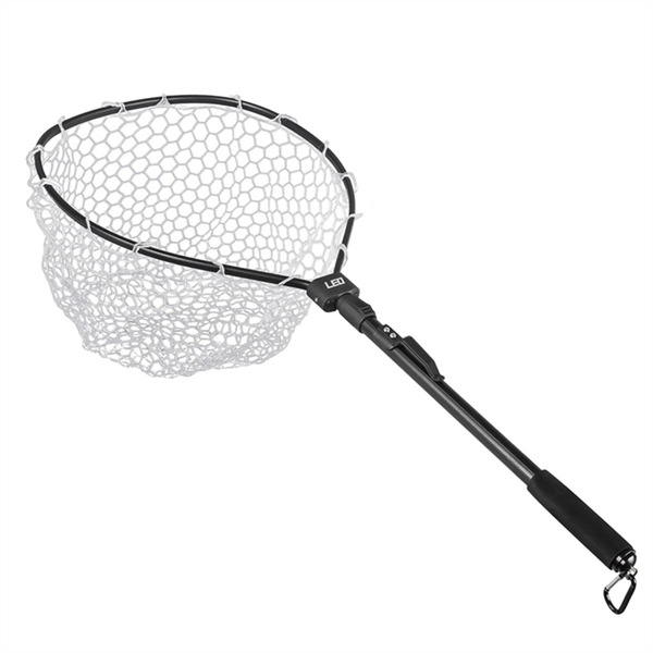 Leo Black Aluminum Fast Folding Manual Net Rubber Net Fly Fishing Net