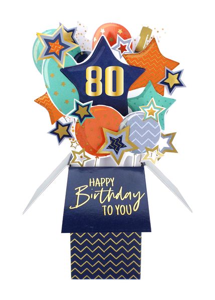 Clever Cubes 3D Pop-up card - 80th Male Birthday