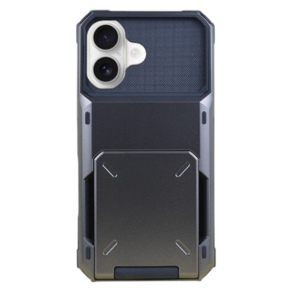 Titan Shield Flip Open Card Holder Phone Case Compatible With IPH16 - Black