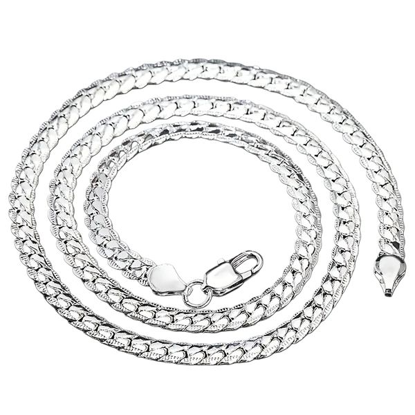 6mm Flat Woven Silver Chain Necklace