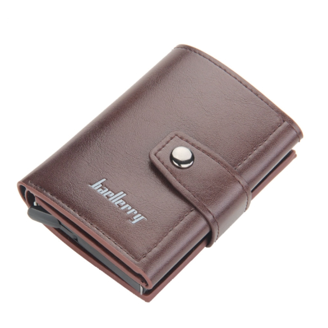 BasicX RFID Anti-Theft Pop-Up Wallet, PU Leather, Card Slots