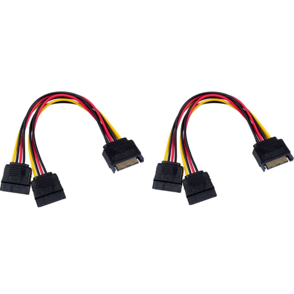SATA Power Cable, Y Splitter Cable - Male to Female Adapter 6" - 2 Pack
