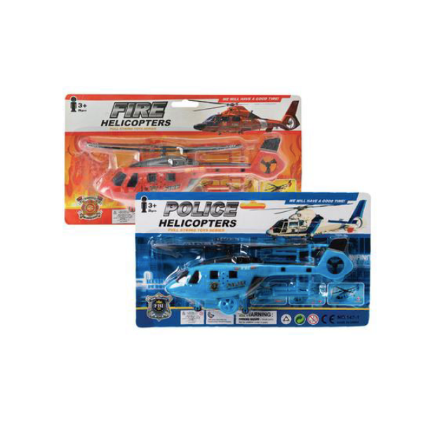 Helicopter Toys- Fire &amp; Police Helicopters- Pack Of 2