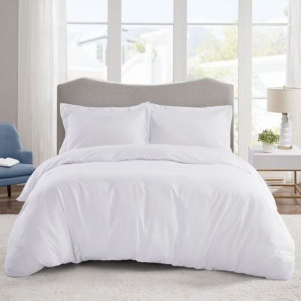 Microfibre Plain White Duvet Cover and 2-Piece Standard Pillows Case Set
