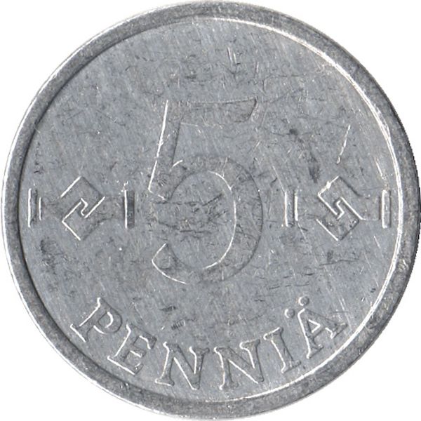 1985 Finland 5 Pennia Coin