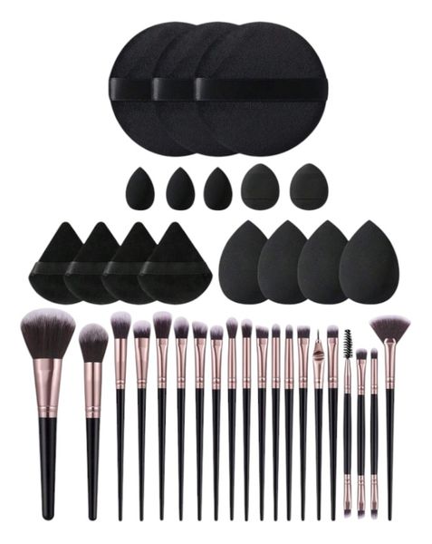 16 Piece Makeup Tool Set With 20 Makeup Brushes - Black