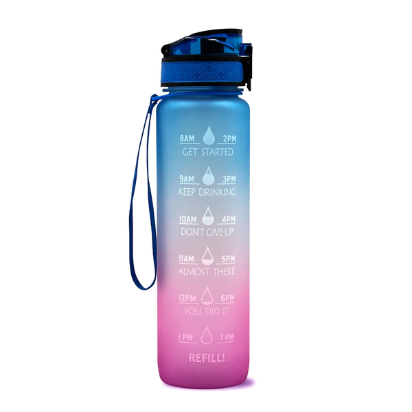 Get Started Motivation Water Bottle - Blue and Pink