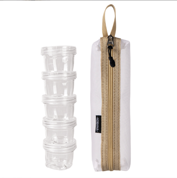 Portable Travel Camping Spice Kit Container Bag with 5 Seasoning Bottles