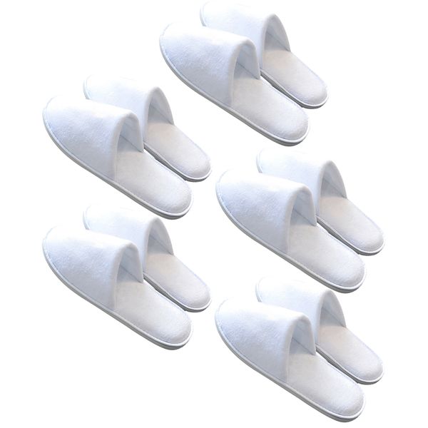 Set of 5 Pairs of Hotel Slippers, Sponged, Rubber Sole, Universal Size