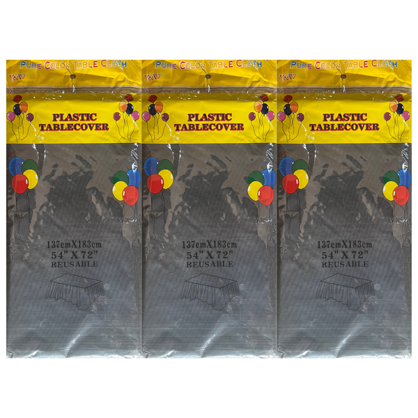3-Pack Reusable Plastic Table Covers -Party &amp; Events Tablecloth