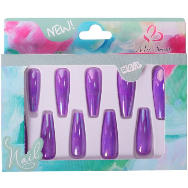 10pcs Purple Coffin Stick On Nails
