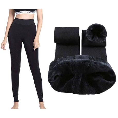 2 Pairs Solid Fleece Lined Leggings And 2 Pairs Solid Thermal Lined  Leggings, Simple Style