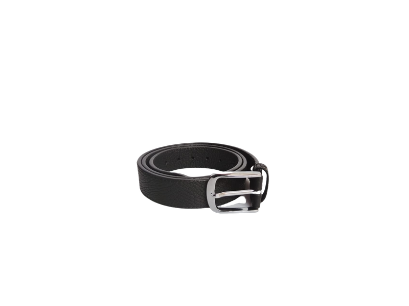 Cow Black Leather Single Tongue Belt