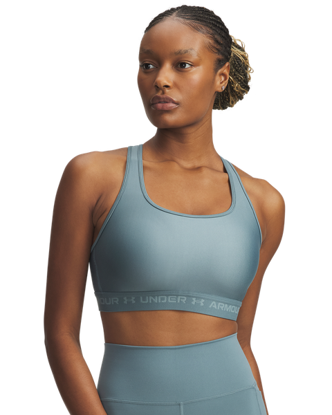 Under Armour Women's Crossback Mid Sports Bra - Jasper Blue/Serpentine