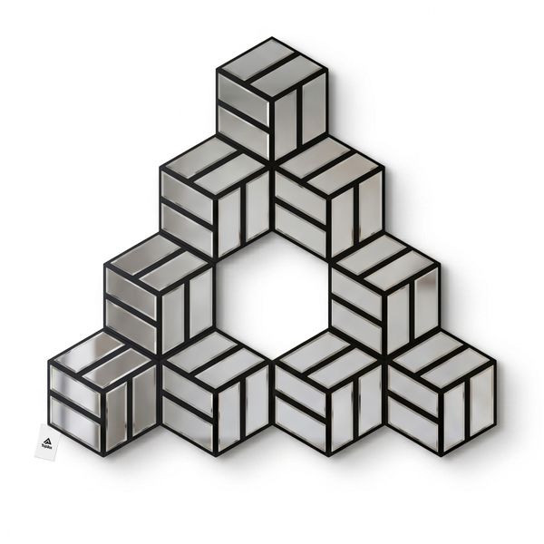 Topika - 9 Piece Bevelled HD Real Glass Mirror Tiles for DIY Wall Decor