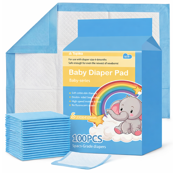 Topika Disposable Baby Diaper Changing Pads for 0-12 Months, 100 Pack