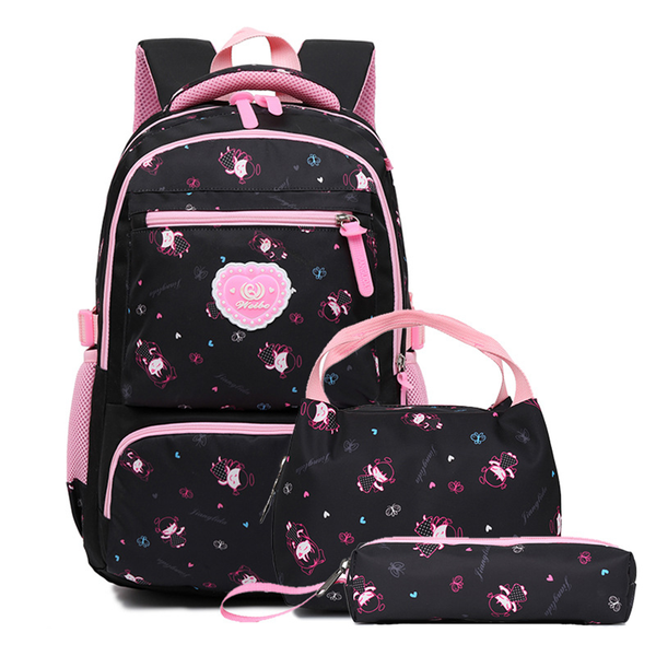 3-in-1 Girls School Backpack Set with Lunch Bag and Pencil Case for Daily