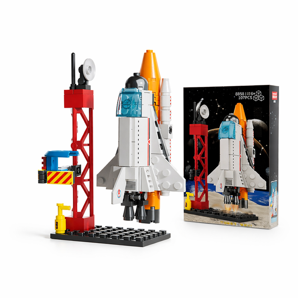 107 Pieces - Building Block Spacecraft Model - White